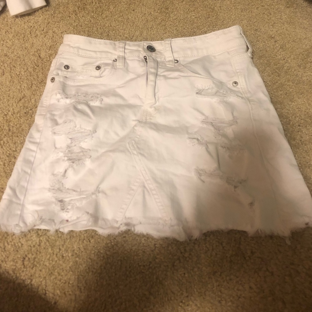 White ripped jean skirt!
